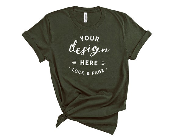 Bella Canvas 3001 Dark Olive T-Shirt Mockup Simple Plain