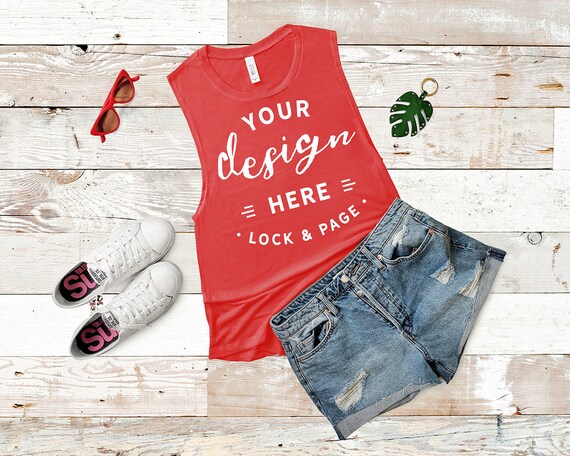 Red Bella Canvas 8803 Mockup Flowy Scoop Muscle Tank Red Bella Canvas 8803 Mockup Flowy Scoop Muscle Tank