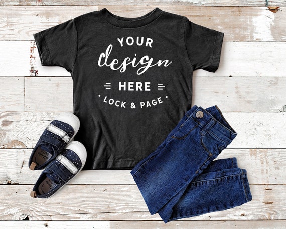 Kids Youth T-Shirt Mockup Bella Canvas 3413y Charcoal Black