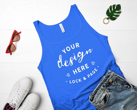 Bella Canvas 6488 Tank Top Jersey Mockup True Royal