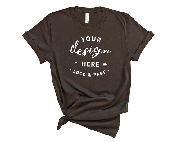 Brown Bella Canvas 3001 T-Shirt Mockup On Plain Brown Bella Canvas 3001 T-Shirt Mockup On Plain