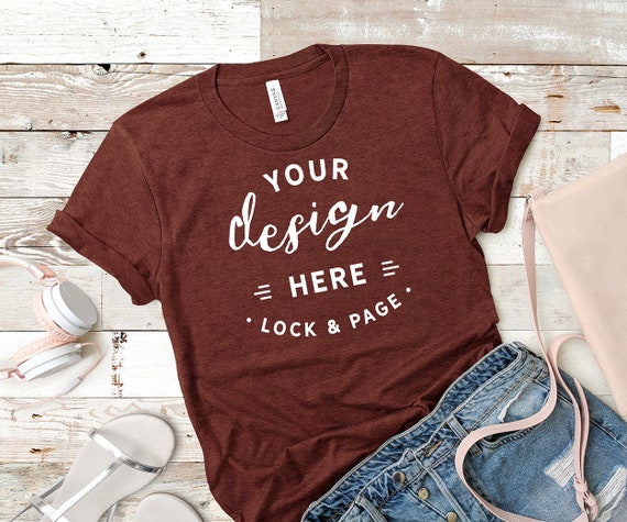 Heather Clay Bella Canvas 3001 Mockup T-Shirt Flat Lay Heather Clay Bella Canvas 3001 Mockup T-Shirt Flat Lay