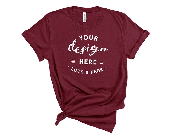 Bella Canvas 3001 Maroon T-Shirt Mockup Simple Plain White Bella Canvas 3001 Maroon T-Shirt Mockup Simple Plain White