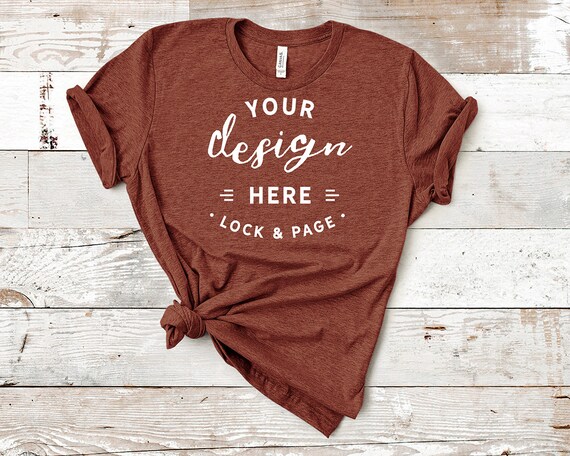 Heather Clay Bella And Canvas T-Shirt Mockup Feminine Flat