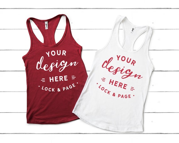 Next Level 1533 Scarlet Red Mockup White Racerback Womens