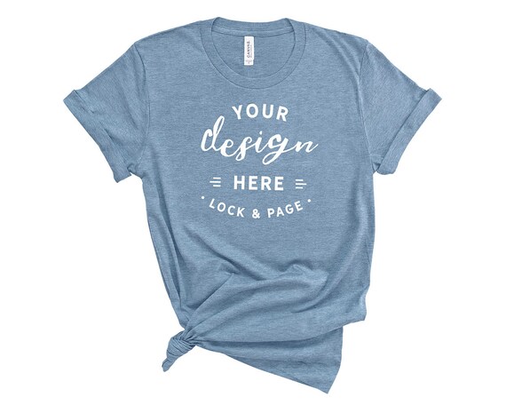 Heather Slate Bella Canvas 3001 T-Shirt Mockup On