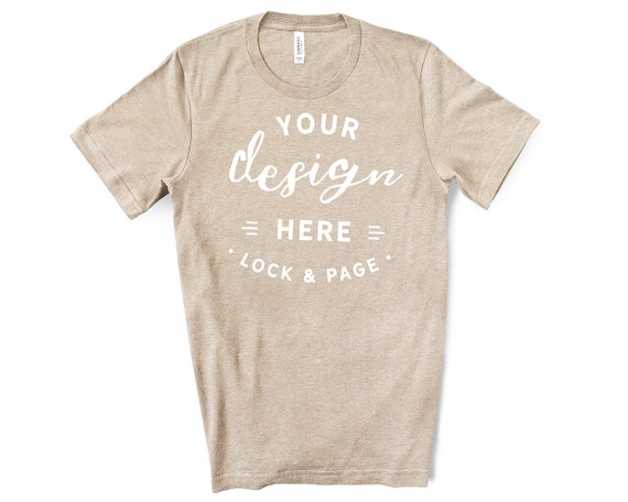 Mens Bella Canvas 3001 Heather Tan T-Shirt Mockup Simple Mens Bella Canvas 3001 Heather Tan T-Shirt Mockup Simple