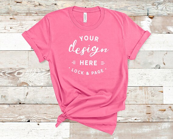 Download Free Charity Pink Bella Canvas 3001 T-Shirt Mockup Plain ...