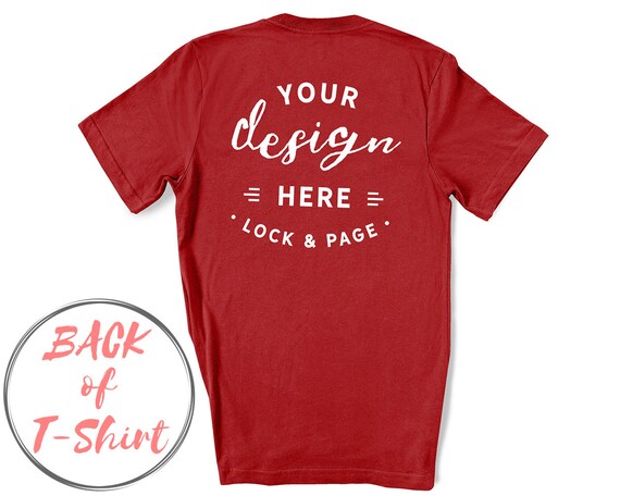 Back Of T-Shirt Mockup Canvas Red Bella Canvas 3001 Back Of T-Shirt Mockup Canvas Red Bella Canvas 3001