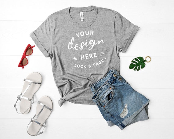 Bella Canvas 3001 Mockup Athletic Grey Unisex T-Shirt Flat Bella Canvas 3001 Mockup Athletic Grey Unisex T-Shirt Flat
