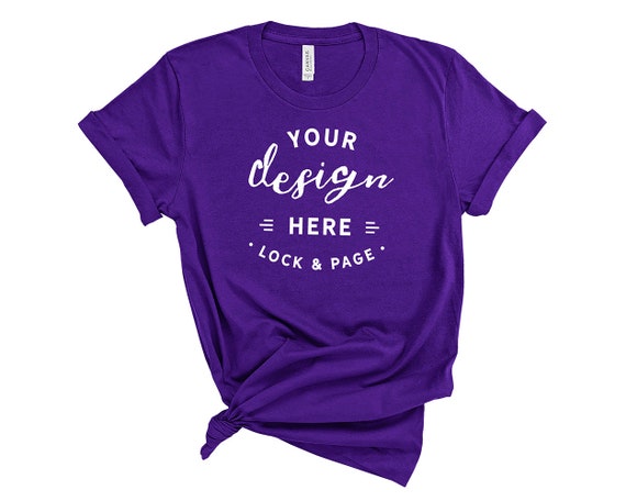 Team Purple Bella Canvas 3001 T-Shirt Mockup On Plain Team Purple Bella Canvas 3001 T-Shirt Mockup On Plain
