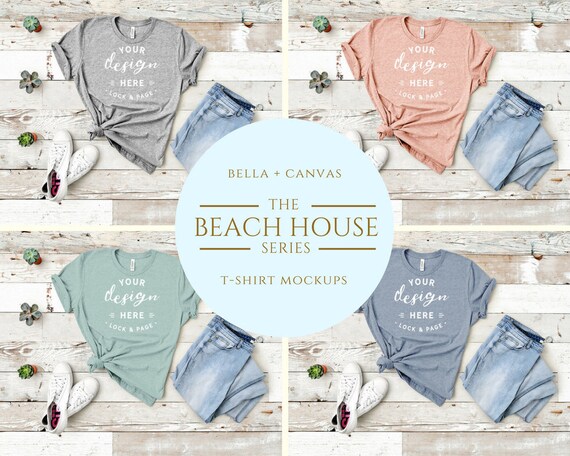 Bella Canvas 3001 T-Shirt Mockup Beach House Heather T-Shirt
