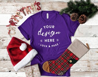 Download Team Purple Bella Canvas 3001 Christmas Day T-Shirt Mockup ...