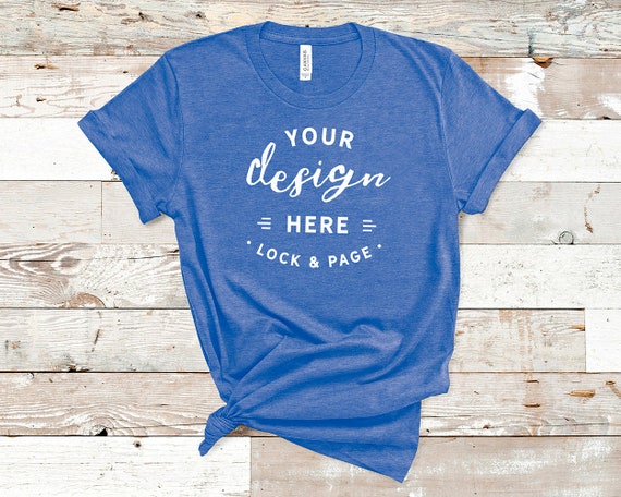 Heather Columbia Blue Bella Canvas 3001 T-Shirt Mockup Plain