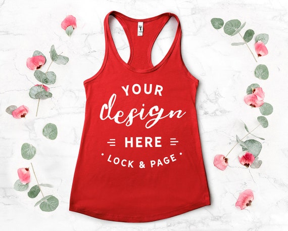 Next Level 1533 Mockup Red Floral Flat Lay Ladies