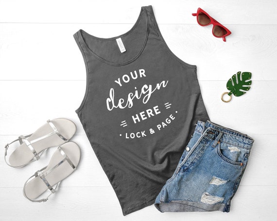 Bella Canvas 3480 Jersey Tank Top Mockup Asphalt Flat Bella Canvas 3480 Jersey Tank Top Mockup Asphalt Flat