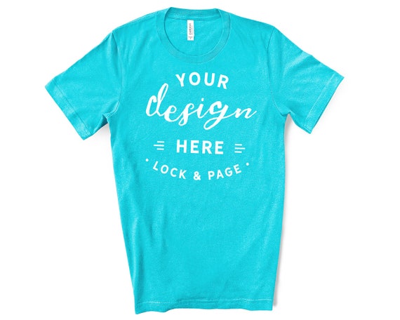 Mens Bella Canvas 3001 Turquoise T-Shirt Mockup Simple Plain
