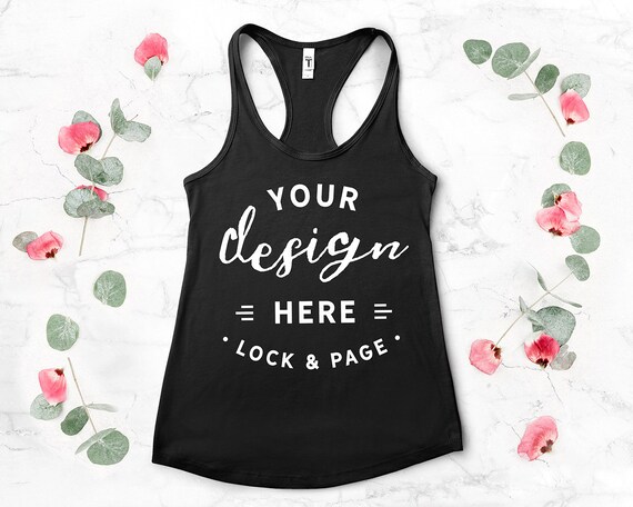 Black Muscle Tank Top Mockup Next Level 1533 Floral Black Muscle Tank Top Mockup Next Level 1533 Floral