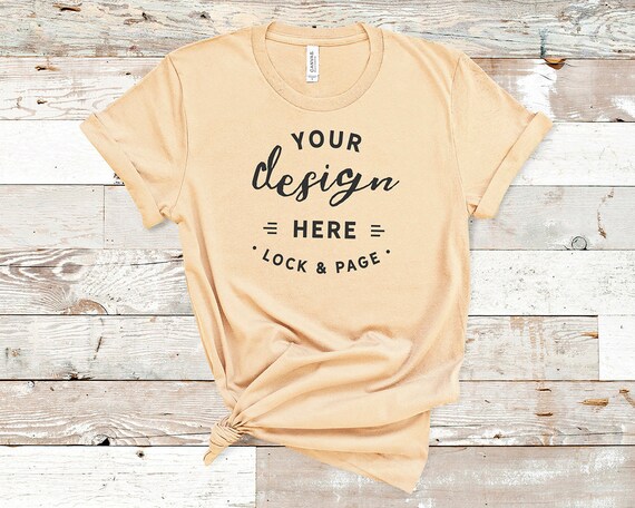 Download Free Natural Bella Canvas 3001 T Shirt Mockup Plain Beach House Psd