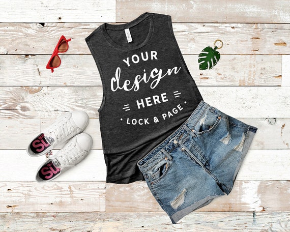 Bella Canvas 8803 Mockup Heather Dark Grey Scoop Muscle Bella Canvas 8803 Mockup Heather Dark Grey Scoop Muscle