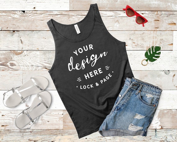 Mockup Tank Top Dark Grey Bella Canvas 3480 Jersey