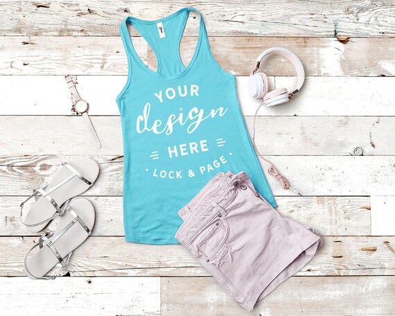 Next Level 1533 Tank Top Mockup Tahiti Blue Flat