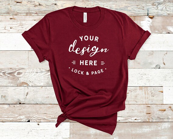 Cardinal Bella Canvas 3001 T-Shirt Mockup Plain Beach House