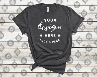Mockup Bella Canvas 3001 Dark Grey Heather Shirt Christmas Etsy