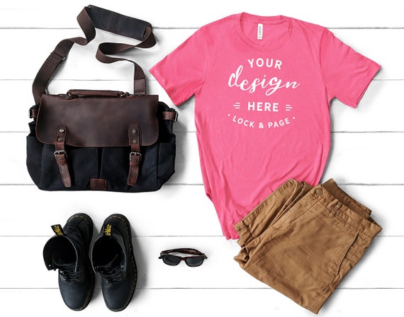 Download Mens Charity Pink Bella Canvas 3001 T Shirt Mockup Masculine Amazing Templates Mockups Free Psd PSD Mockup Templates