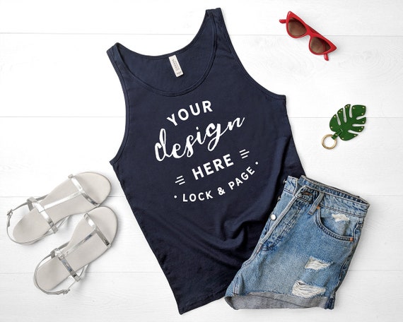 Mockup Tank Top Bella Canvas 3480 Navy Jersey Tanktop Mockup Tank Top Bella Canvas 3480 Navy Jersey Tanktop