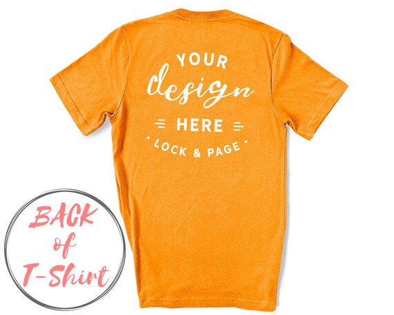 Back Of T-Shirt Mockup Orange Bella Canvas 3001 On Back Of T-Shirt Mockup Orange Bella Canvas 3001 On