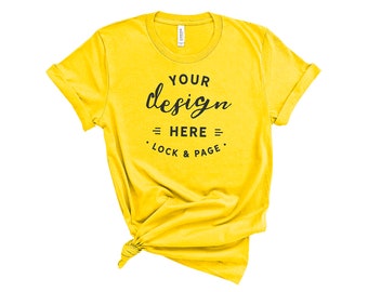Download Yellow Bella Canvas 3001 T-Shirt Mockup On Plain White ...