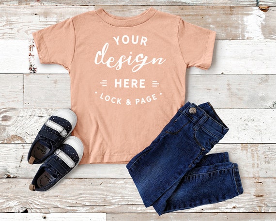 Kids Youth T-Shirt Mockup Bella Canvas 3413y Peach Triblend