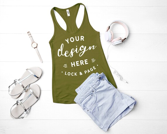 Next Level 1533 Mockup Military Green Flat Lay Ladies