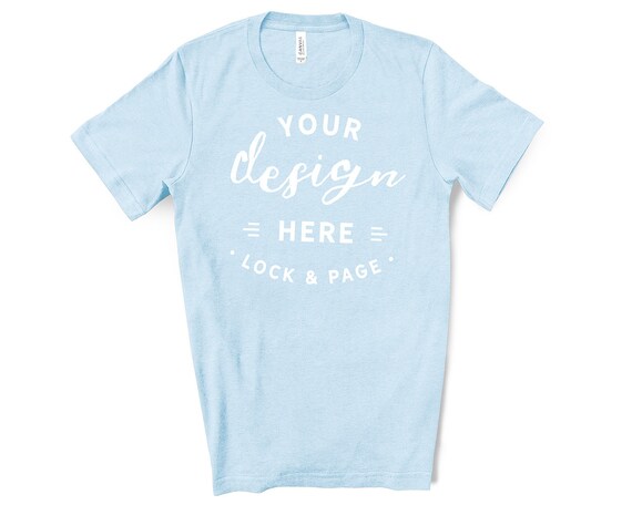 Mens Bella Canvas 3001 Heather Blue T-Shirt Mockup Simple Mens Bella Canvas 3001 Heather Blue T-Shirt Mockup Simple