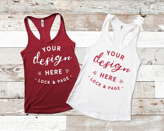 Next Level 1533 Scarlet Red Mockup Racerback Womens White