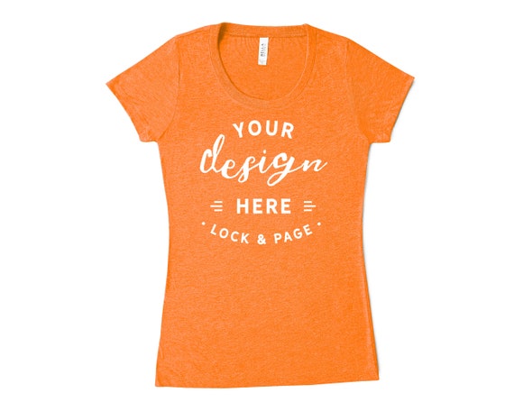 Orange Bella Canvas 8413 Triblend T-Shirt Mockup Womens Flat