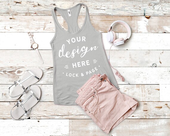 Next Level 1533 Tank Top Mockup Silver Flat Lay