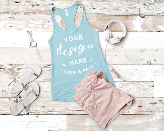 Next Level 1533 Tank Top Mockup Blue Cancun Flat Next Level 1533 Tank Top Mockup Blue Cancun Flat