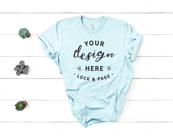 Bella Canvas 3001 Mockup Heather Prism Ice Blue Unisex