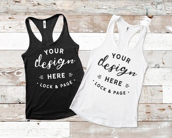 Next Level 1533 Black Mockup Racerback Womens White Tank Next Level 1533 Black Mockup Racerback Womens White Tank