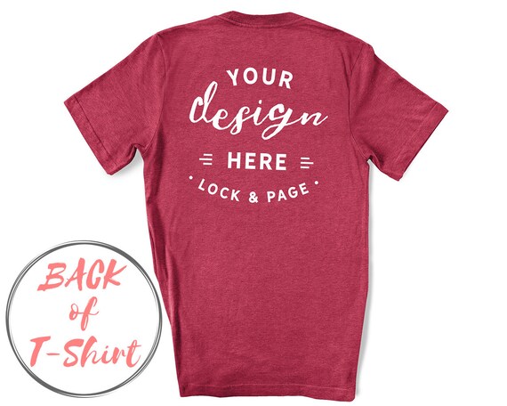 Back Of T-Shirt Mockup Heather Raspberry Bella Canvas 3001