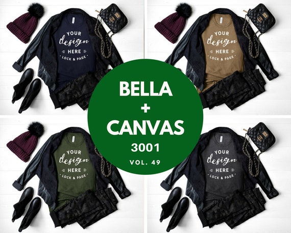 Bella Canvas 3001 Autumn T-Shirt Mockup Bundle Pebble Brown