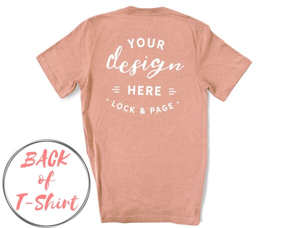 Back Of T-Shirt Mockup Heather Prism Sunset Bella Canvas
