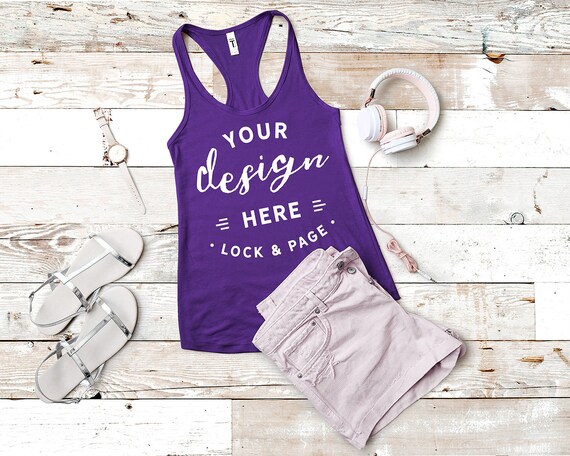 Download Next Level 1533 Tank Top Mockup Purple Rush Flat - T-Shirt ...