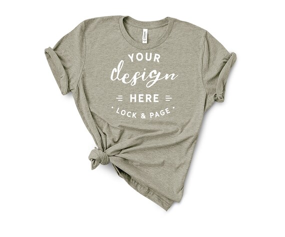 Basic T-Shirt Mockup Bella Canvas 3001 Heather Stone Flat Basic T-Shirt Mockup Bella Canvas 3001 Heather Stone Flat