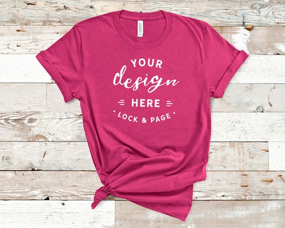 Berry Bella Canvas 3001 T-Shirt Mockup Plain Beach House
