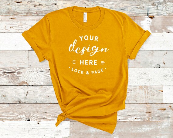Mustard Bella Canvas 3001 T Shirt Mockup Plain Beach House Mockups Mobile Free Psd Templates