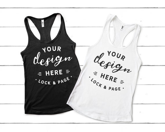 Next Level 1533 Black Mockup And White Racerback Womens