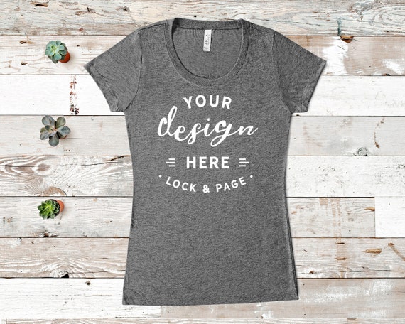 Grey Bella Canvas 8413 Triblend T-Shirt Mockup Womens Flat